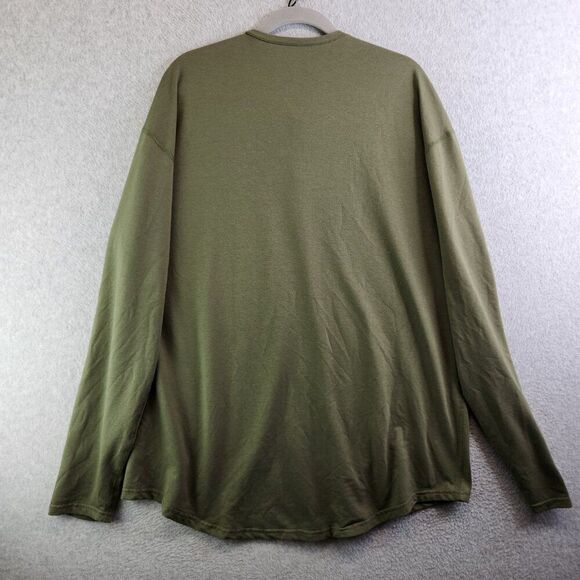 BYLT Shirt Mens XXL Green Drop Cut Henley Tee Grunge Workout Gym Muscle - Picture 9 of 10